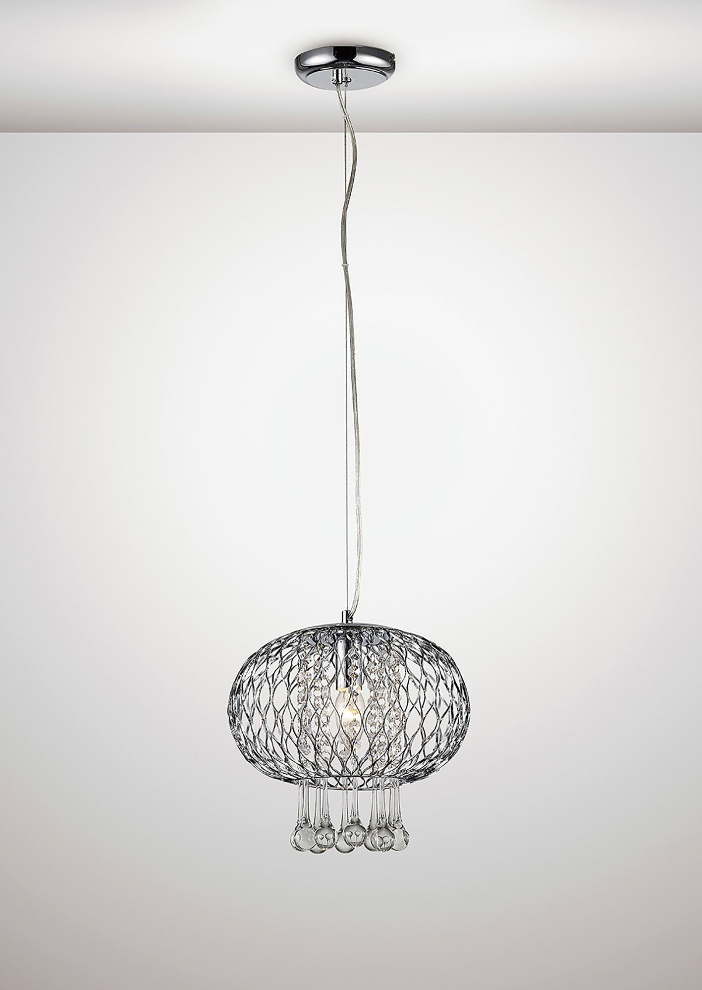 Chelsie Polished Chrome Ceiling Lights Diyas Single Pendant